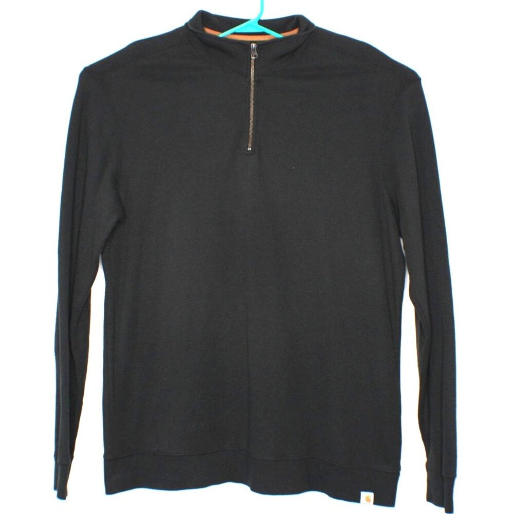 Carhartt 1/4 Zip Mens Relaxed Fit Black Pullover Sweater Sweatshirt 2XL Reg Knit